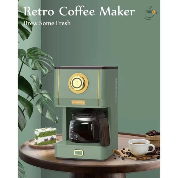 Amaste Retro Drip Coffee Maker | 25 oz Glass Pot | Matcha Green | NIB - Picture 2 of 5